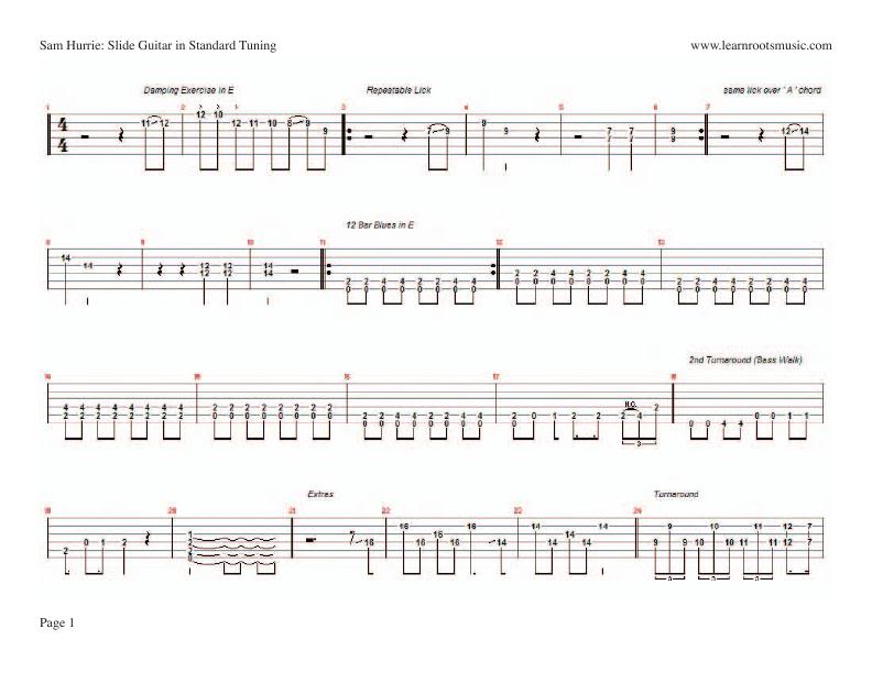 Sam Hurrie - Slide Guitar In Standard Tuning sheets
