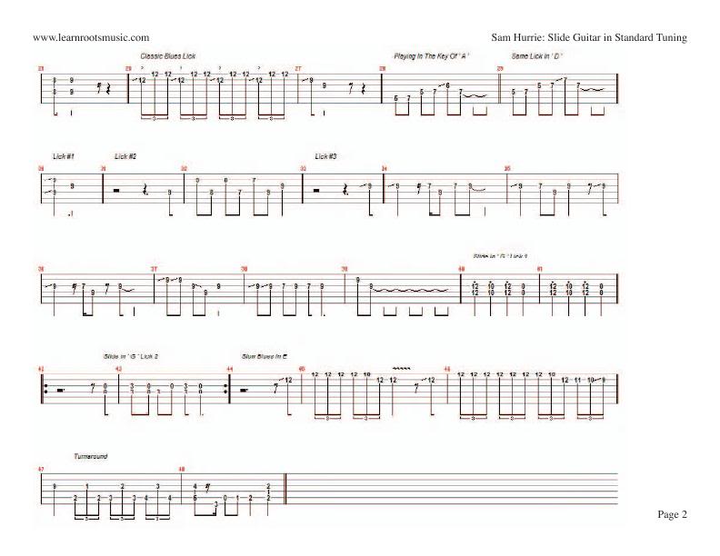 Sam Hurrie - Slide Guitar In Standard Tuning sheets